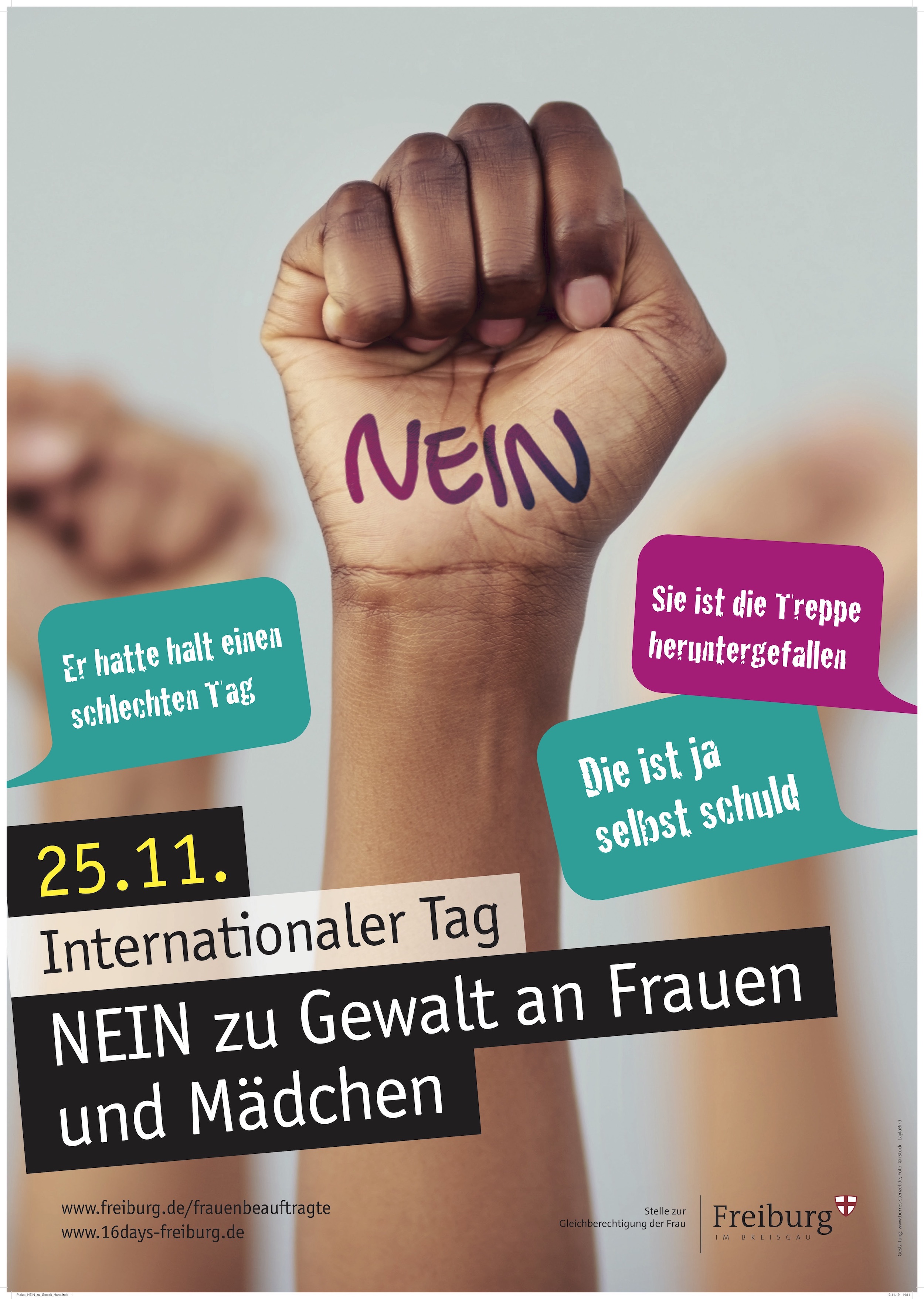 Plakat nein zu Gewalt an Frauen und Mädchen